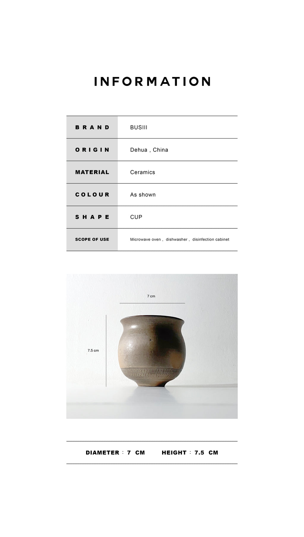 BUSIII Ceramic | Original handmade retro Wabi-Sabi coarse ceramic cup