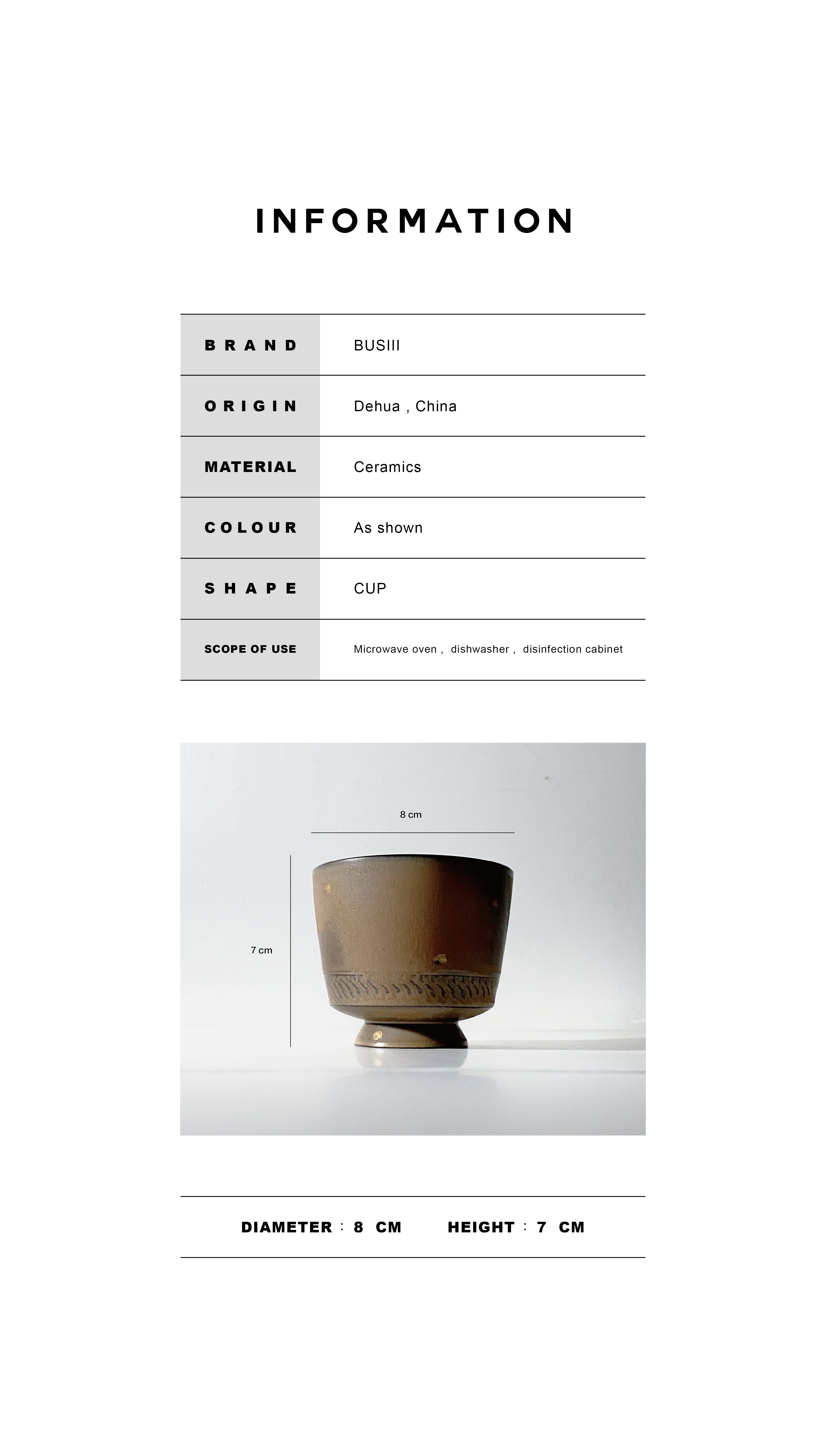 BUSIII Ceramic | Original handmade texture lines retro ceramic cup